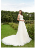 Ivory Lace Tulle V Back Affordable Wedding Dress